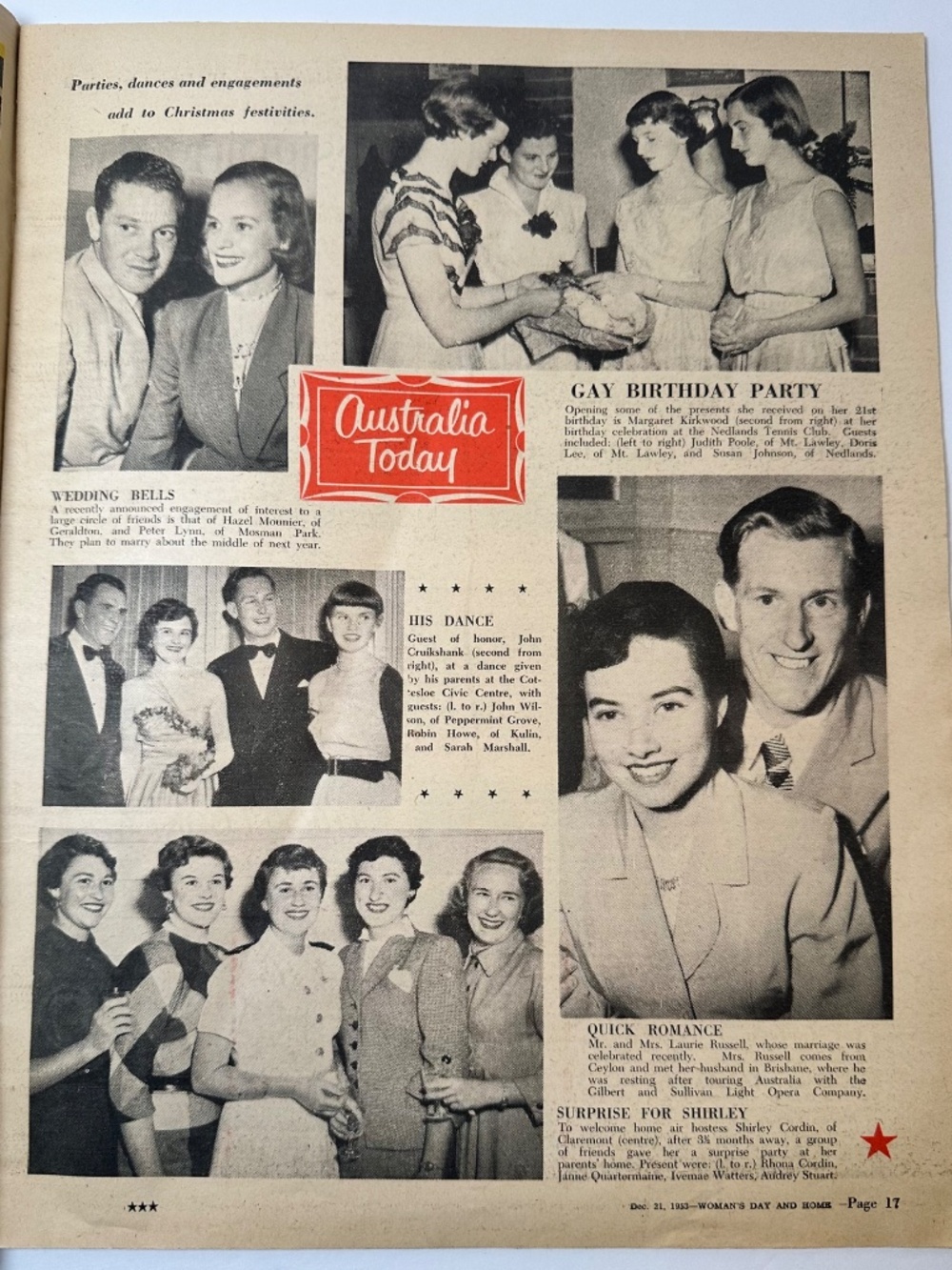 Vintage Woman’s Day Magazine Dec 21 1953 Queen Elizabeth Fashion Christmas Issue